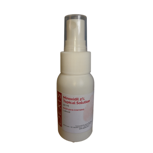 Minoxidil 2% Topical Solution spray bottle for hair growth, designed for men and women, available in South Africa
